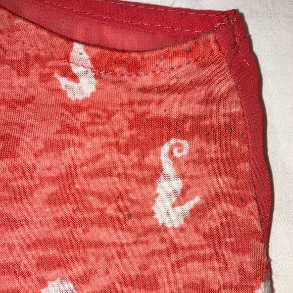 Coral Pink Tank Top with seahorse Print - Picture 5 of 15